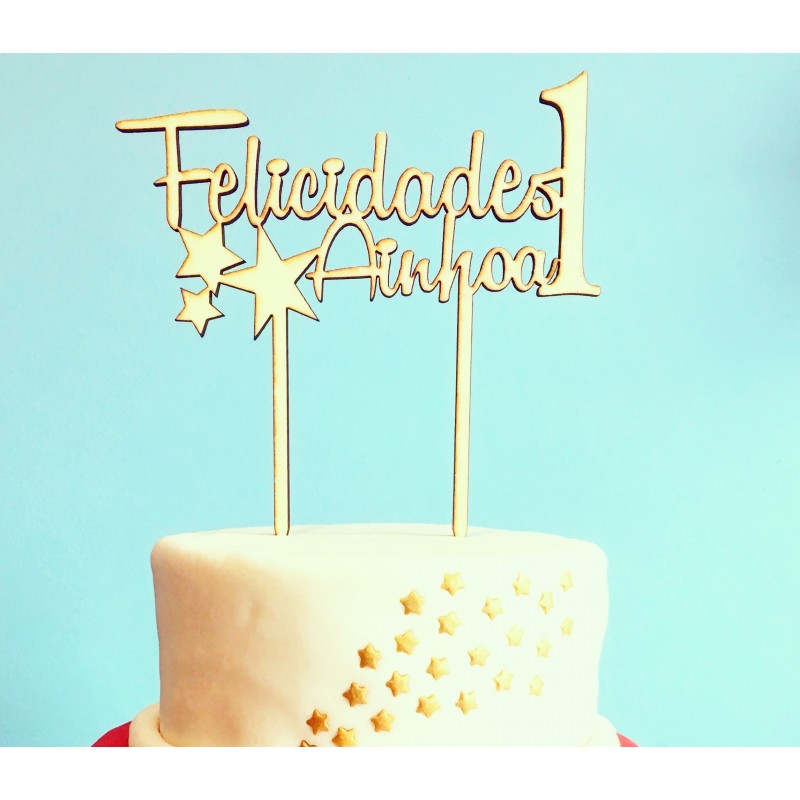 Cake topper personalizado felicidades nombre y edad - Yelocai