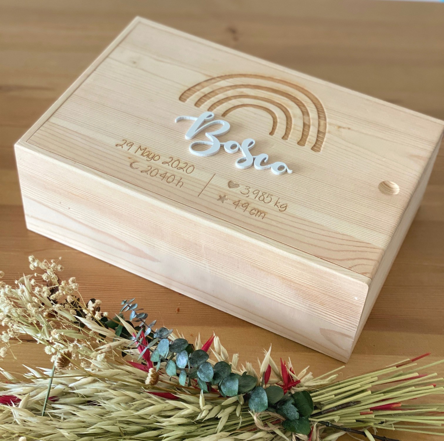 Caja madera personalizada arcoíris - Yelocai